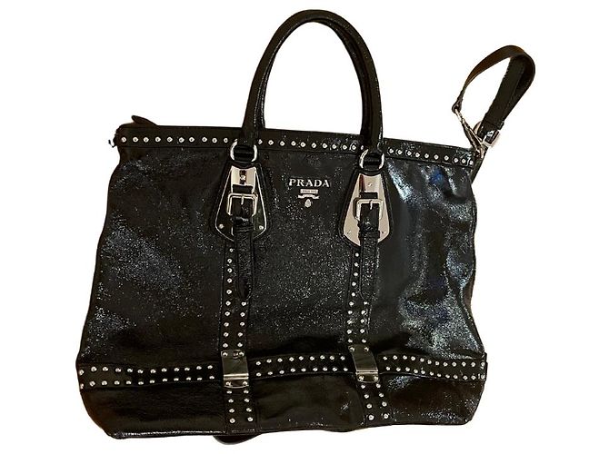 BOLSA GRANDE PRADA TRUNK PRETA COM ESTAMPAS Preto