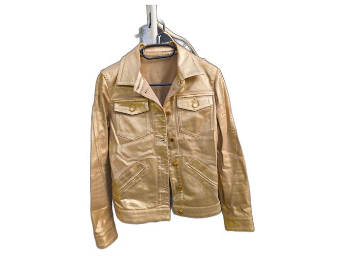 Giacca Louis Vuitton in denim di cotone oro D'oro