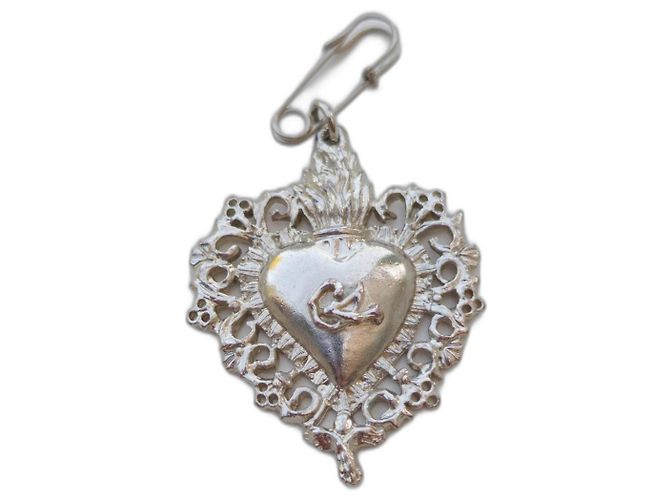Christian Lacroix Herzbrosche Spitze Silber Silber Hardware