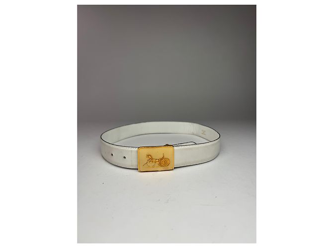 Céline Cinto de couro vintage Celine branco