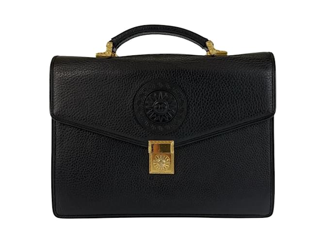 Bolsa Medusa Sunburst Vintage da Versace Preto Couro  ref.2244797