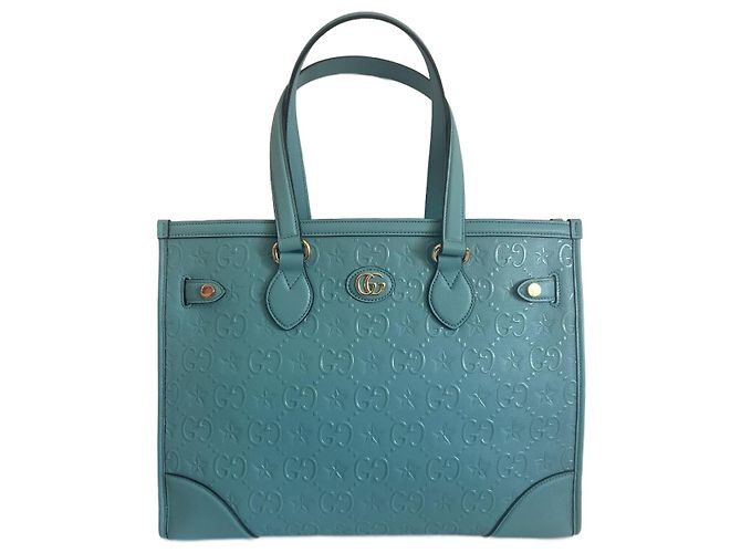 Bolsa Tote Gucci GG Star de Couro Turquesa