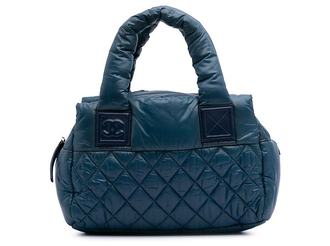 Chanel Azul Pequeño Tote de Nylon Acolchado Coco Cocoon