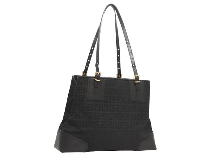 Bolsa Tote GIVENCHY em lona preta e dourada Auth am8454 Preto Dourado