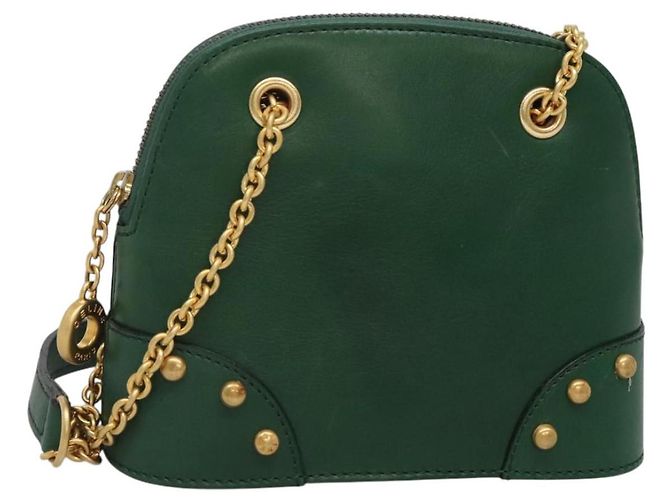 Céline Bolsa de ombro CELINE em couro verde dourado Auth yk18399