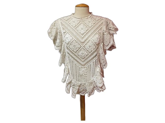 Isabel Marant Bluse Weiß Baumwolle Kurzarm