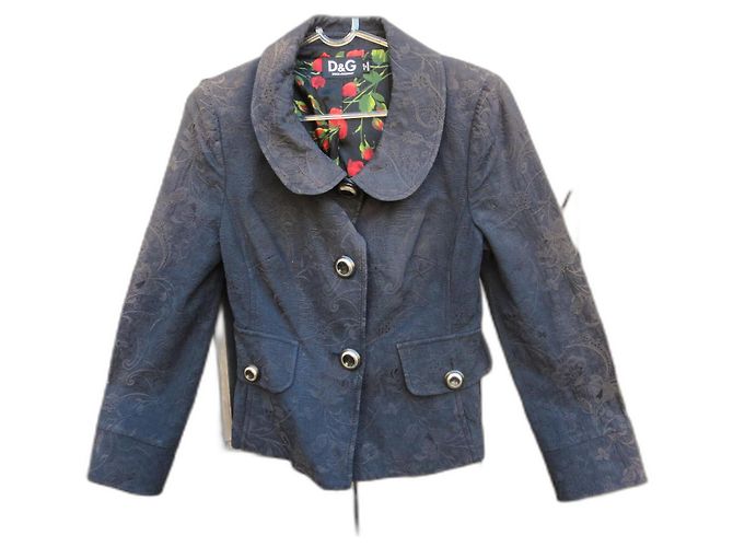 Dolce & Gabbana Jacke aus Baumwolle mit Blumenmuster Grau