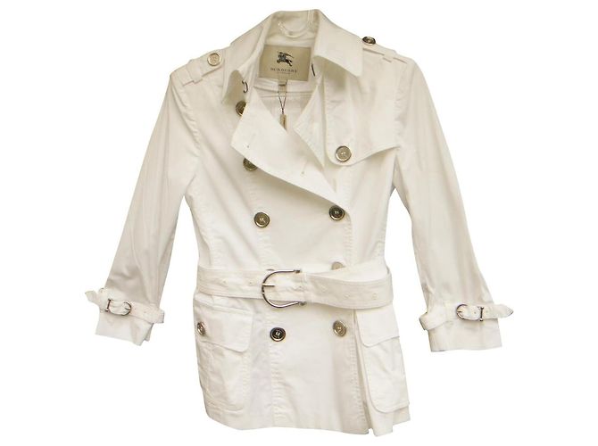 Gabardina Burberry blanca de algodón Blanco