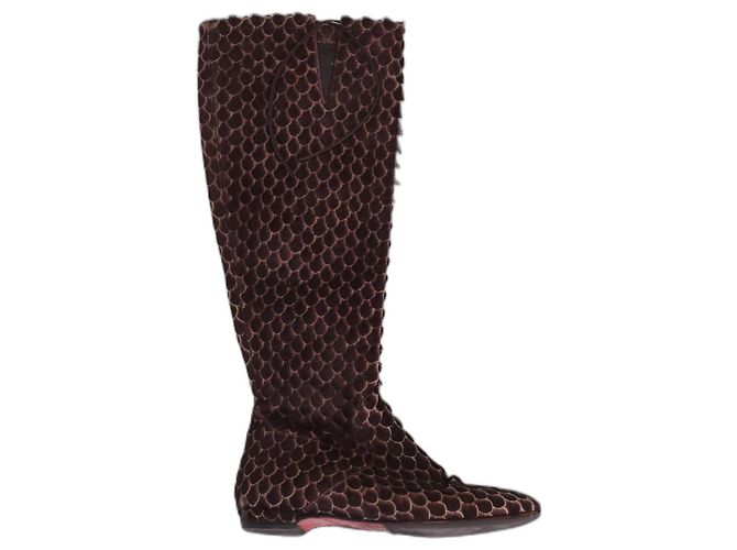 Botas Christian Louboutin de piel de becerro marrón Castaño