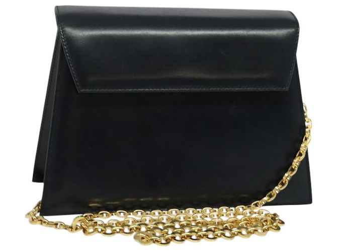 Borsa a spalla a catena Salvatore Ferragamo in pelle blu navy e oro Auth 123015 D'oro