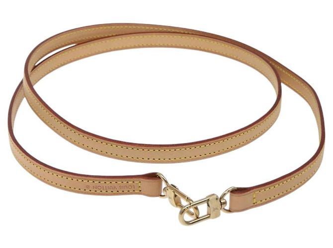 LOUIS VUITTON Shoulder Strap Leather 44.5"" Beige LV Auth am8457