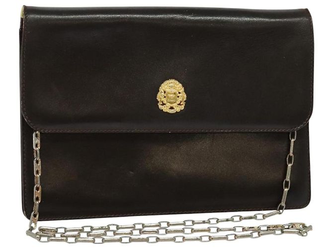 Céline CELINE Ketten-Schultertasche aus braunem Leder mit Gold Auth BA2445 Golden