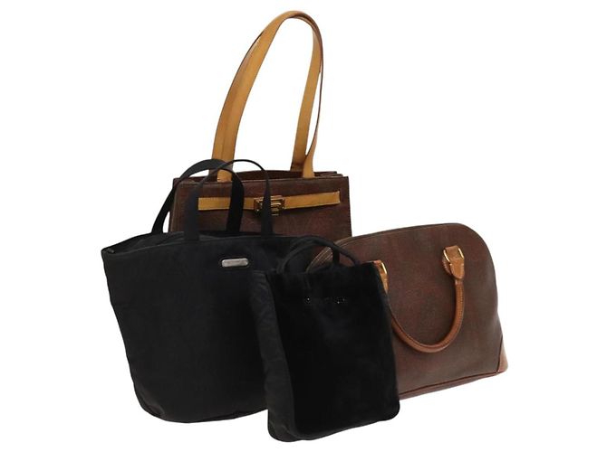 ETRO Handtasche PVC Nylon 4Set Braun Schwarz Auth bs25971