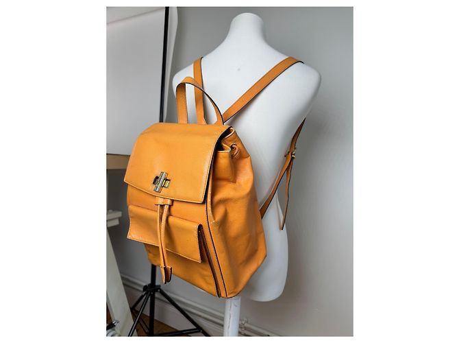 Céline Vintage Celine Paris Leather backpack Orange Yellow