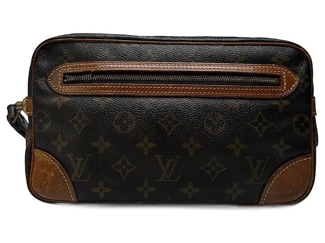 Vintage Louis Vuitton Leder Monogram Clutch Braun