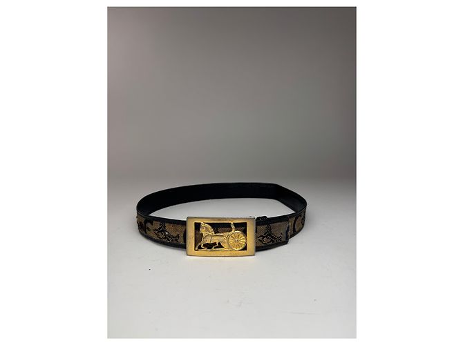 Céline Vintage Celine Macadam Leder Gürtel grau schwarz