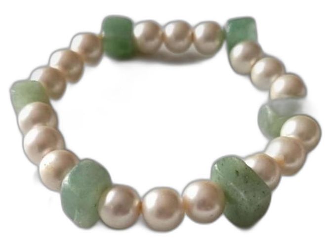 Autre Marque Pulseira elástica com pérolas e pedras Fora de branco