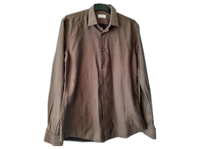 Camicia Prada in cotone marrone e viola scuro 