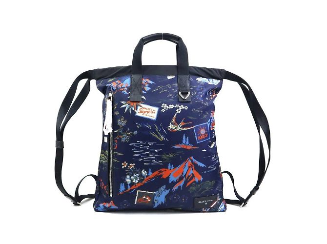 Zaino in nylon BALLY in nero e blu navy