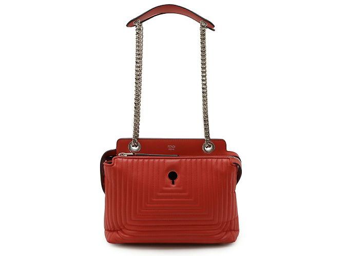 Fendi Dotcom Leather Shoulder Bag Red