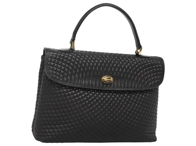 Borsa a mano BALLY in pelle nera e oro Auth BA2236 Nero D'oro