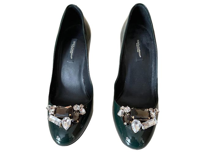 Dolce & Gabbana High Heels Leder Dunkelgrün