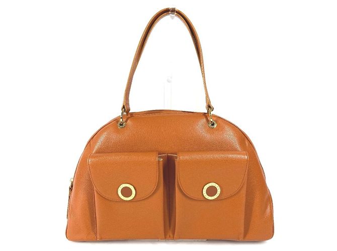 Bulgari Bolsa Boston Mini de couro marrom Bvlgari