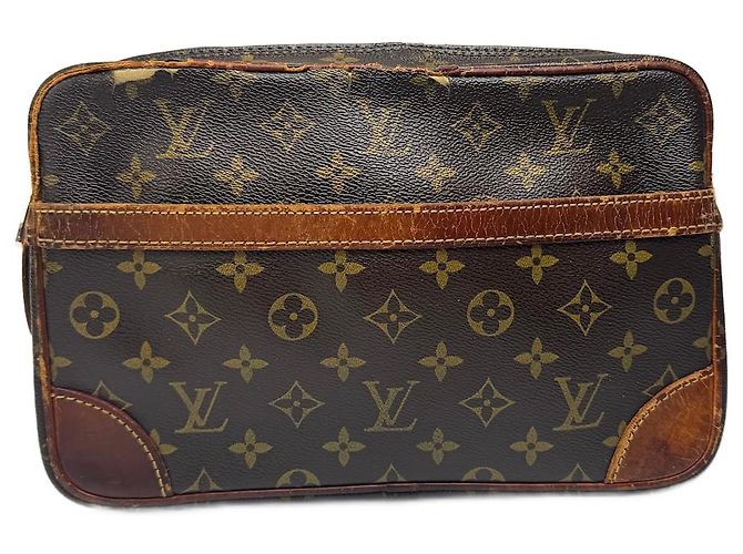 Vintage Louis Vuitton Monogramm Leder Clutch Braun