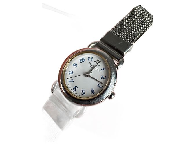 Vintage Courreges Metall Quarz Uhr Silber