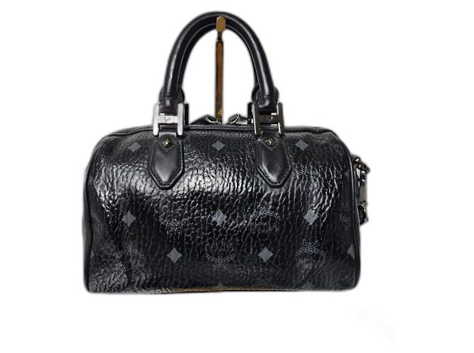 Bolso Boston Mini Ella Visetos MCM Negro/Gris