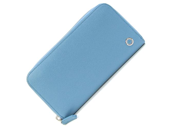 Bulgari Bvlgari Round Long Wallet Navy blue Light blue Leather  ref.2249583