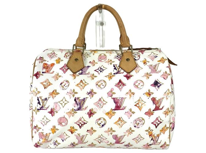 Borsa Boston Mini Speedy 30 VVN Monogramma Acquerello Louis Vuitton Rosa Bianco