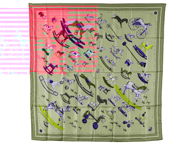 Hermès Pink Raconte Moi le Cheval Silk Scarf Cloth  ref.2249905