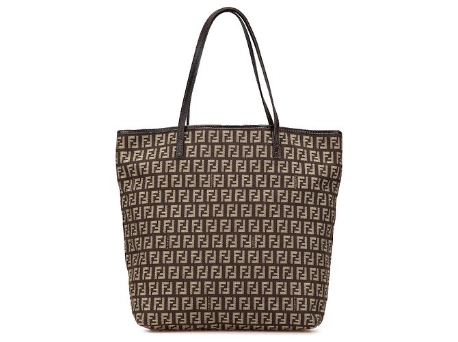 Fendi Braune Zucchino Canvas Tasche Dunkelbraun