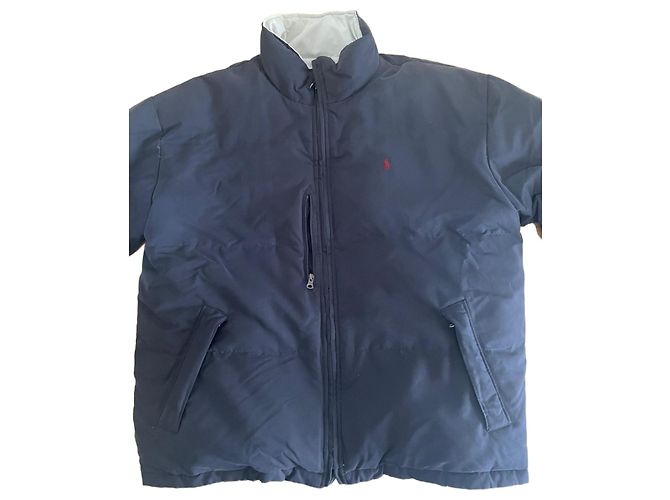 Giacca invernale Ralph Lauren Double Face Blu Beige Cotone