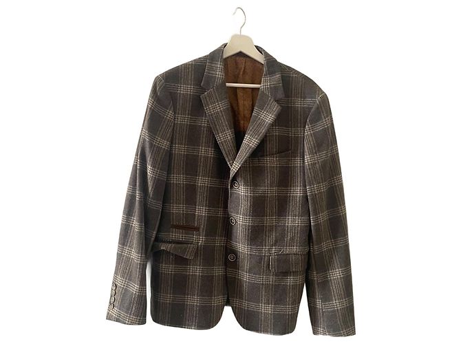 inconnue Wool and satin suit jacket Brown Beige Grey