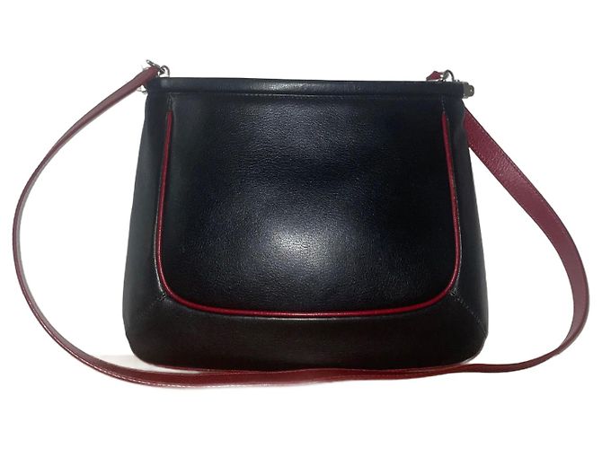 Borsa a mano Lancel in pelle nera e rossa Nero Rosso