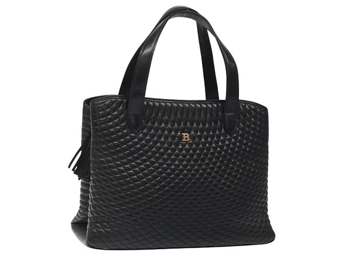 Borsa a mano BALLY in pelle nera e oro Auth BA2294 Nero D'oro