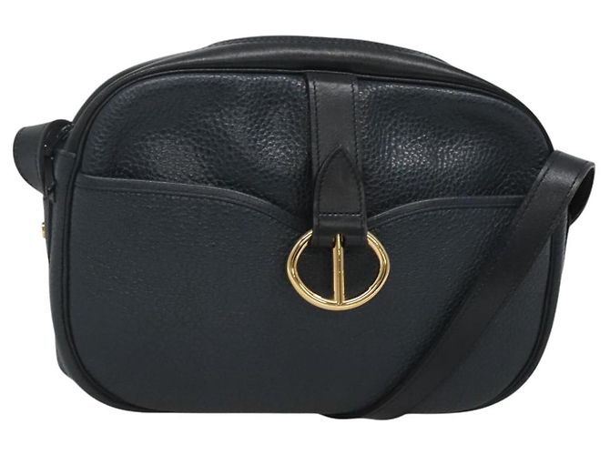 Borsa a Spalla Christian Dior in Pelle Blu Navy Oro Auth BA2504 D'oro
