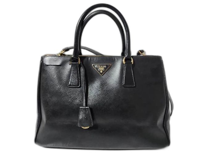 PRADA Saffiano Medium Galleria Double Zip Tote Noir
