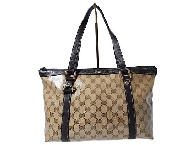GUCCI Crystal Monogram Medium Abbey Tote Braun