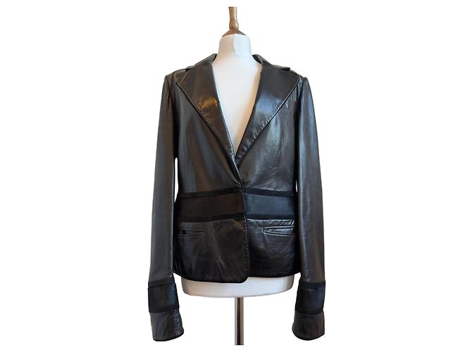 Bally Lederjacke in Schwarz mit Ponyhaut Details