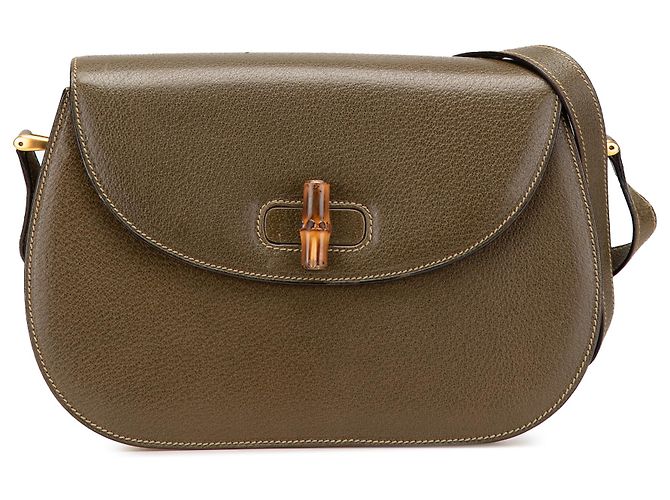 Bamboo Cruzada de cuero marrón Gucci con bambú