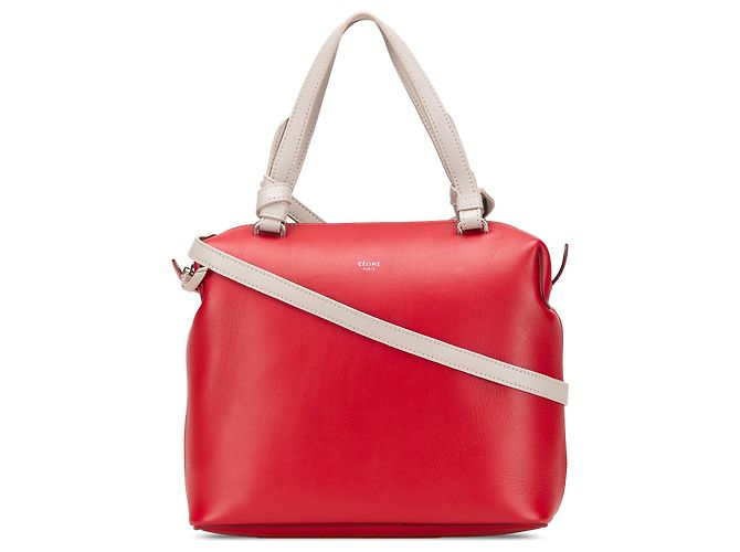 Céline Celine Red Small Leather Soft Cube Bag