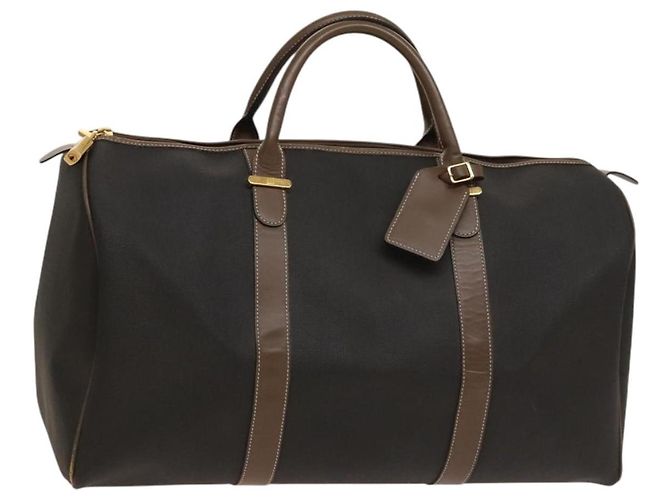Alfred Dunhill Borsa Boston Dunhill in PVC marrone Auth am8180