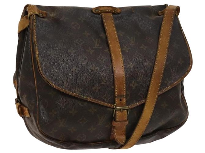 LOUIS VUITTON Bolsa de Ombro Monogram Saumur 35 M42254 LV Auth ac3749