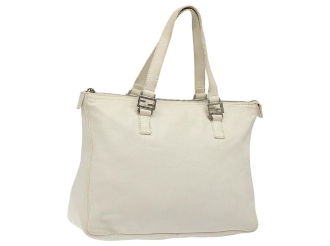 FENDI Handtasche aus Leder in Weiß und Silber Auth hk2612
