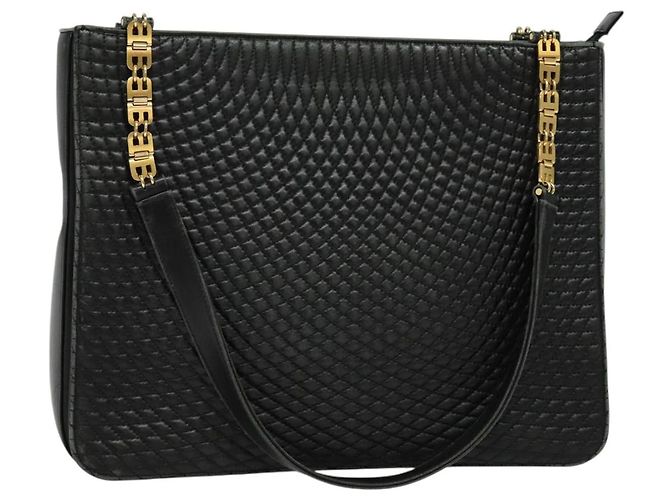 BALLY Borsa a Spalla in Pelle Nera e Oro Auth 123425 Nero D'oro 