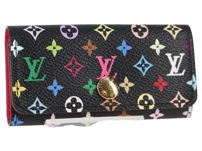 LOUIS VUITTON Multicolor Multicles 4 Key Case Black M93732 LV Auth 123309AV