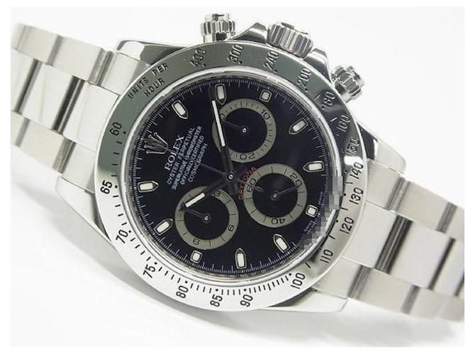 ROLEX Daytona black Dial 116520 M series old model Type buckle Mens Silvery Steel  ref.2250731